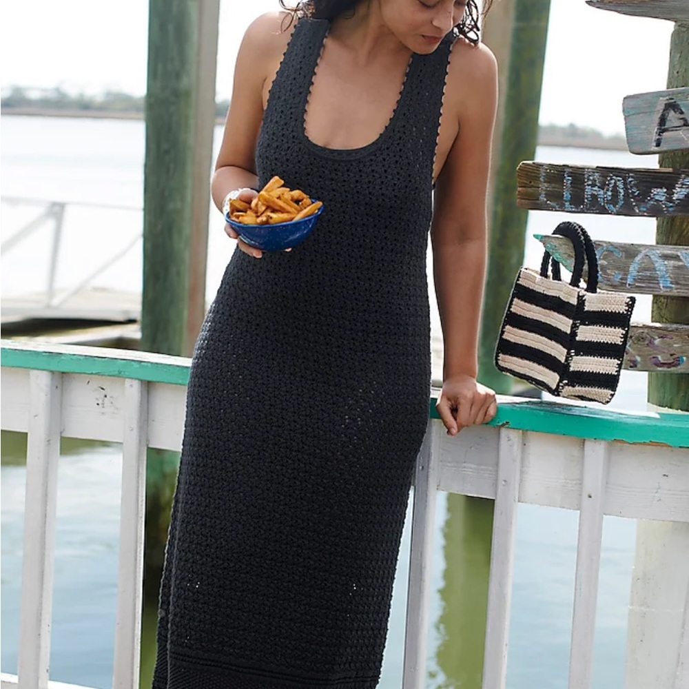 NWT Limited-Edition J. Crew Black Crochet Maxi Dress sz XXS